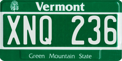 VT license plate XNQ236