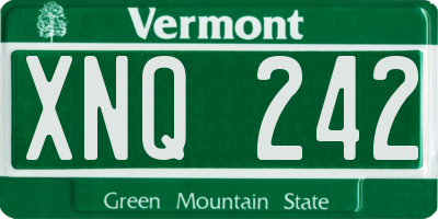 VT license plate XNQ242