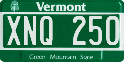 VT license plate XNQ250