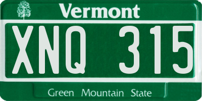 VT license plate XNQ315