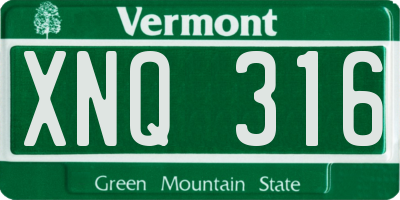 VT license plate XNQ316