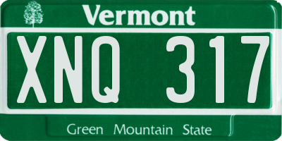 VT license plate XNQ317