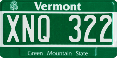 VT license plate XNQ322