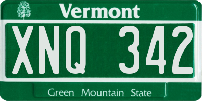 VT license plate XNQ342