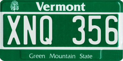 VT license plate XNQ356