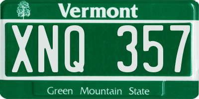 VT license plate XNQ357