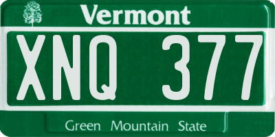 VT license plate XNQ377