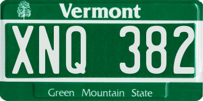 VT license plate XNQ382
