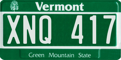 VT license plate XNQ417