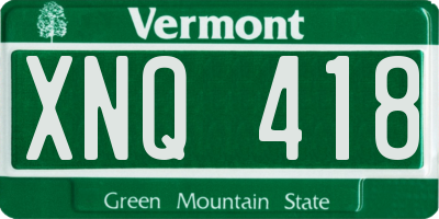 VT license plate XNQ418