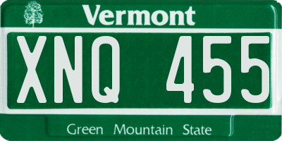 VT license plate XNQ455
