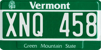 VT license plate XNQ458