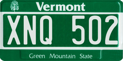 VT license plate XNQ502