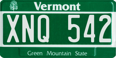 VT license plate XNQ542