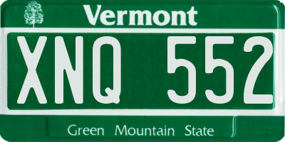 VT license plate XNQ552