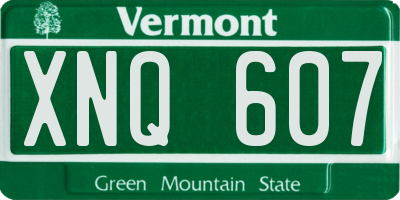 VT license plate XNQ607
