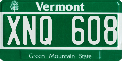 VT license plate XNQ608