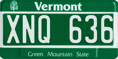 VT license plate XNQ636