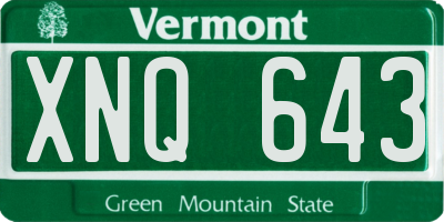 VT license plate XNQ643