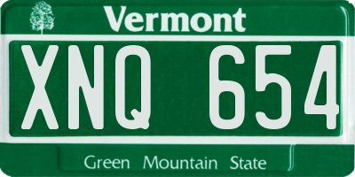 VT license plate XNQ654