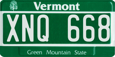 VT license plate XNQ668
