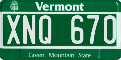 VT license plate XNQ670