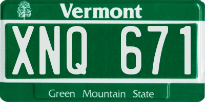 VT license plate XNQ671