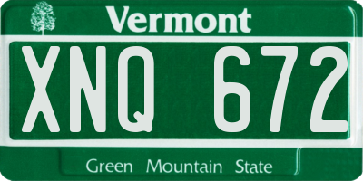 VT license plate XNQ672