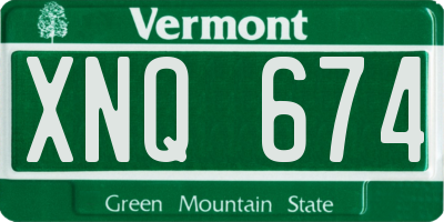 VT license plate XNQ674