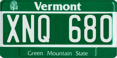 VT license plate XNQ680