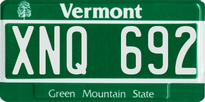 VT license plate XNQ692