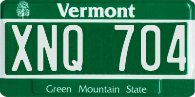 VT license plate XNQ704