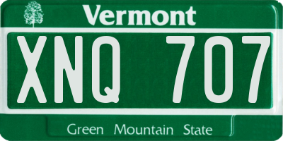 VT license plate XNQ707