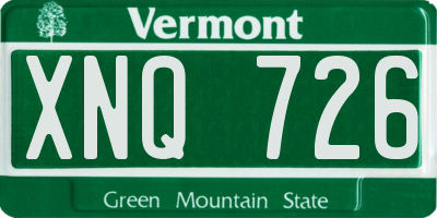 VT license plate XNQ726