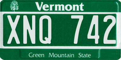 VT license plate XNQ742