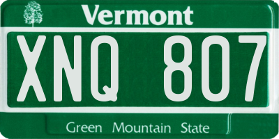 VT license plate XNQ807