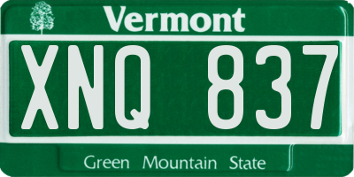 VT license plate XNQ837