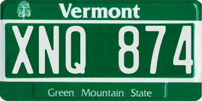 VT license plate XNQ874