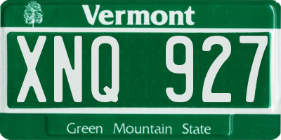 VT license plate XNQ927