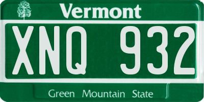 VT license plate XNQ932