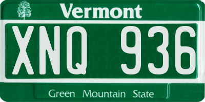 VT license plate XNQ936