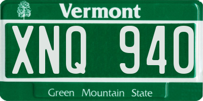 VT license plate XNQ940