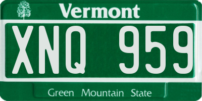 VT license plate XNQ959