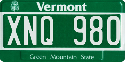 VT license plate XNQ980