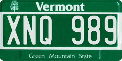VT license plate XNQ989