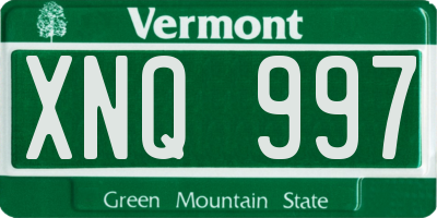 VT license plate XNQ997