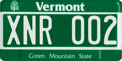 VT license plate XNR002