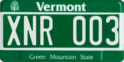 VT license plate XNR003