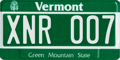 VT license plate XNR007