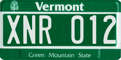 VT license plate XNR012